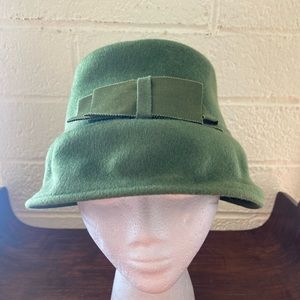 60s Vintage Green 100% Wool Hat